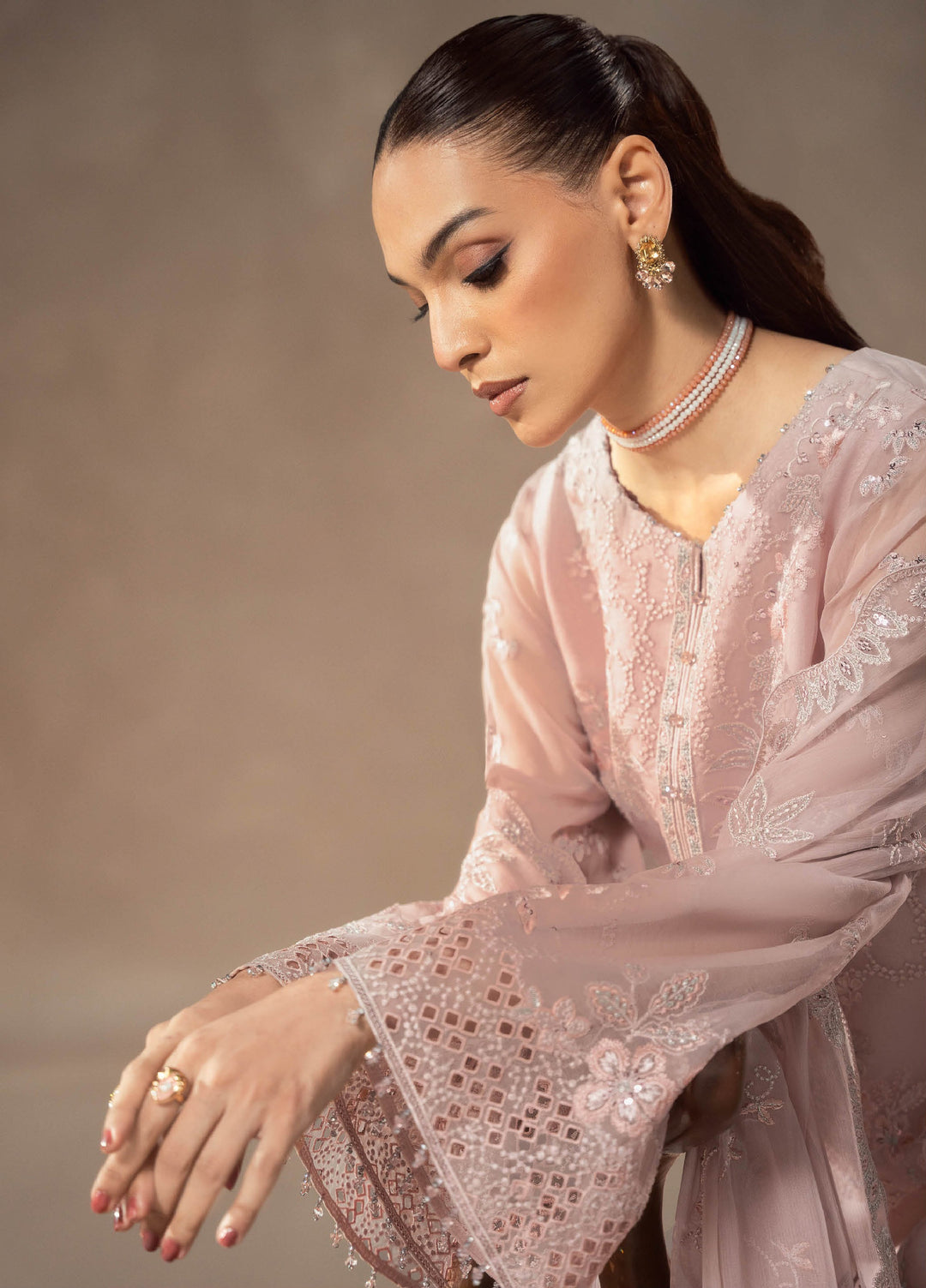 Afsanah by Lavish Premium Unstitched Chiffon Embroidered Suits 3 Piece LV25AC BLUSH PETAL-10 - Festive Collection