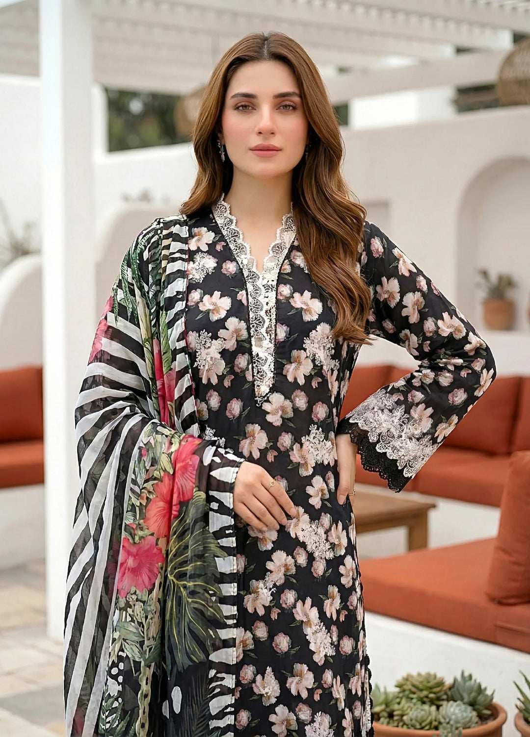 Komal by Lakhany Unstitched Embroidered Lawn 3 Piece Suit LSM26ULK LG-UB-0353 - Summer Collection