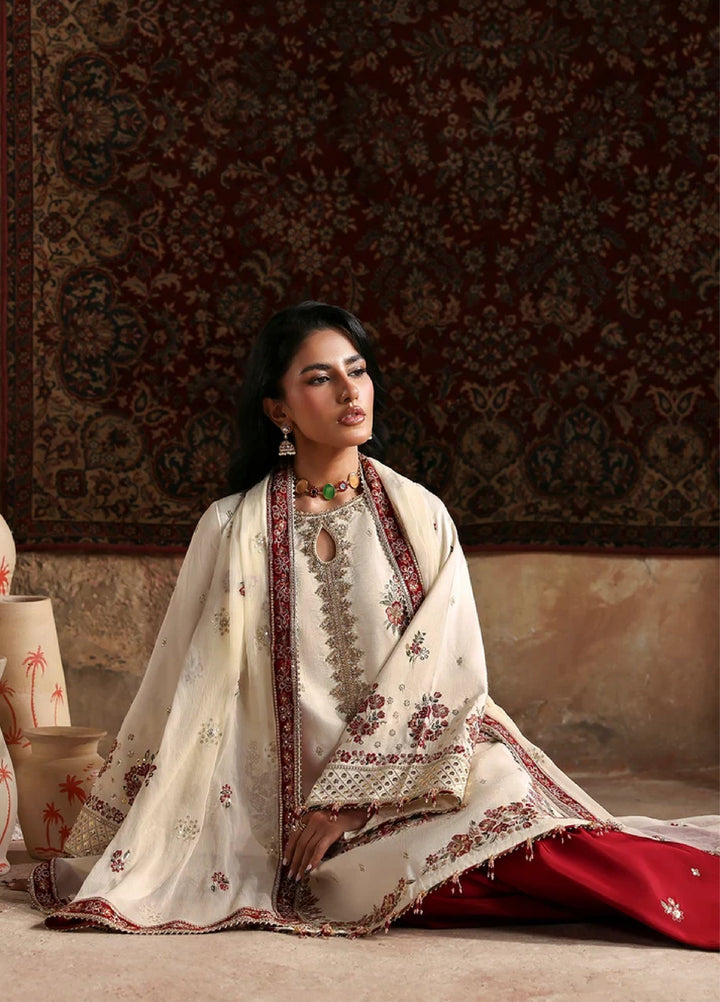 Afsana E Silk by Emaan Adeel Unstitched Embroidered Raw Silk 3 Piece Suit Rukhsar - Festive Collection