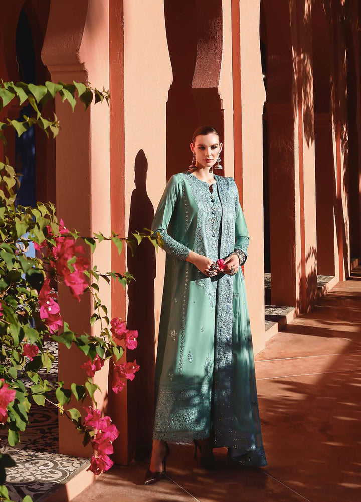 Nuvera Hemline by Mushq Unstitched Raw Silk Embroidered 3 Piece Suit MU26UNH D-8 Glinda - Festive Collection