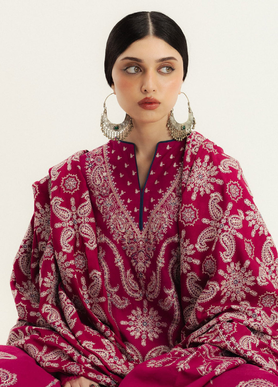 Zara Shahjahan Unstitched Winter Karandi Embroidered Suits 3 Piece CZS25WC D6-Gulmeer - Winter Collection