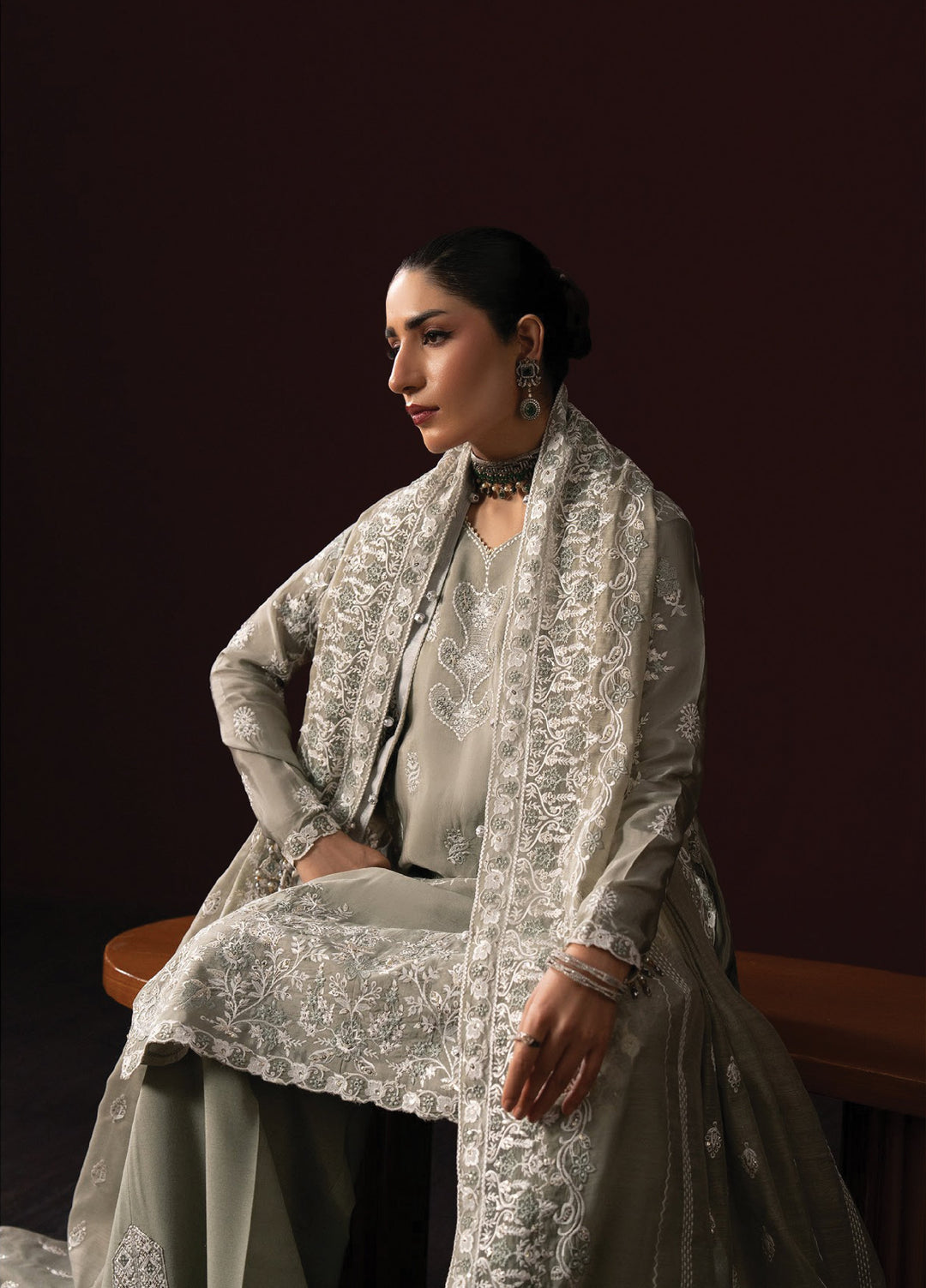 Lady by Aik Atelier Unstitched Tussar Silk Embroidered Suits 3 Piece AIK25L D-06 AIK25L - Festive Collection