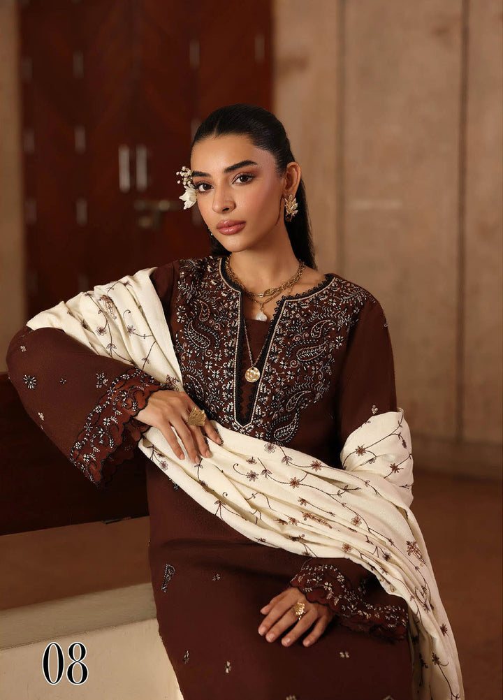 Rajbari Premium Unstitched Peach Winter Shawl Exclusive Embroidered Suits 3 Piece RB25PW D-8 - Winter Collection