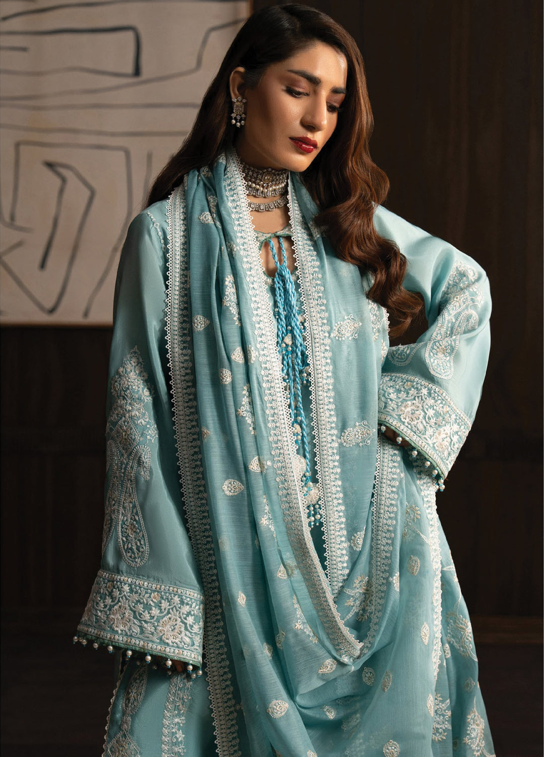 Lady by Aik Atelier Unstitched Tussar Silk Embroidered Suits 3 Piece AIK25L D-08 AIK25L - Festive Collection