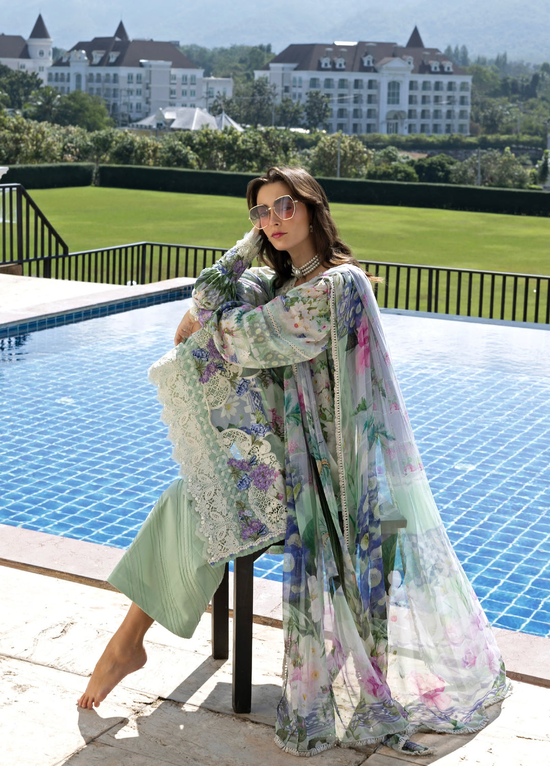 Signature by Elaf Premium Unstitched Embroidered Lawn 3 Piece Suit EL26USP ESA-6B EVELINE WHISPERS - Summer Collection