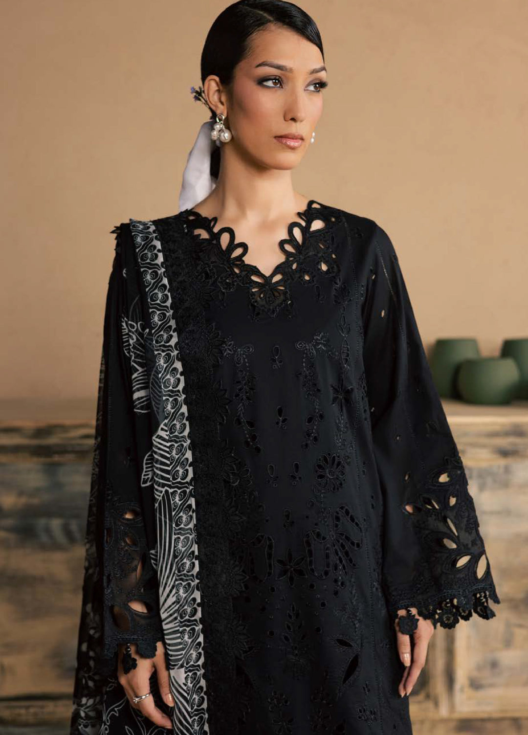 Koyal Monochrome by Nureh Unstitched Embroidered Lawn 3 Piece Suit NU26UKM NE-266 - Casual Collection