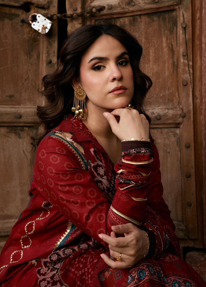 Angan by Kahf Unstitched Printed Lawn 3 Piece Suit KHF26ULA SURKH NOOR KPS-1A - Festive Collection