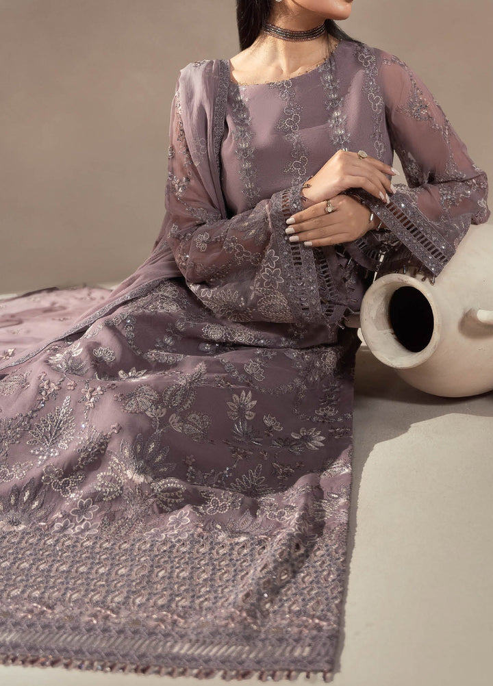 Afsanah by Lavish Premium Unstitched Chiffon Embroidered Suits 3 Piece LV25AC MAUVE MYSTIQUE-09 - Festive Collection