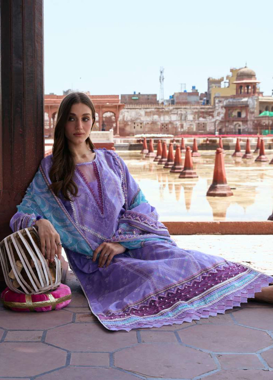 Angan by Kahf Unstitched Printed Lawn 3 Piece Suit KHF26ULA NAJAM KPS-6A - Festive Collection