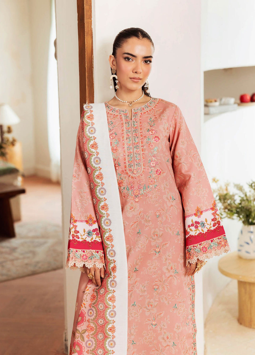 Nissa Floral Symphony by Rajbari Embroidered Marina Suits Unstitched 3 Piece RB25NM D-12 - Winter Collection