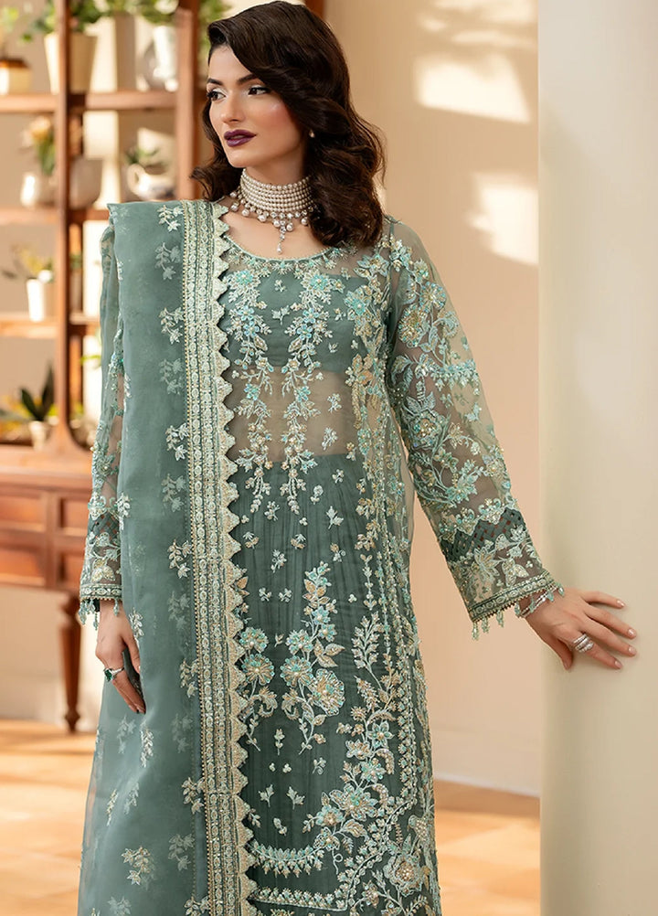 Yashfa Unstitched Hand Work Organza 4 Piece Suit MAHE NOOR - Festive Collection