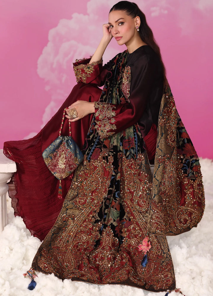 Mount Olypus by Musferah Saad Pret Embroidered Velvet 2 Piece Eternal Garnet - Festive Collection