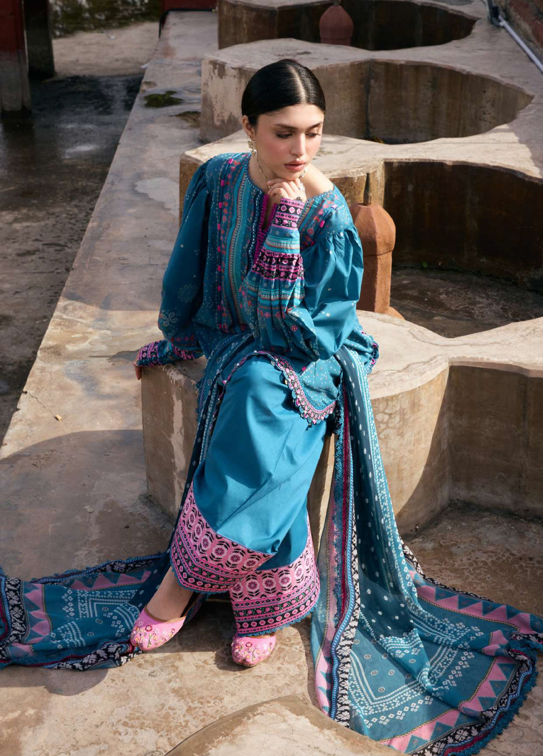 Angan by Kahf Unstitched Printed Lawn 3 Piece Suit KHF26ULA FALAK ARA KPS-4A - Festive Collection