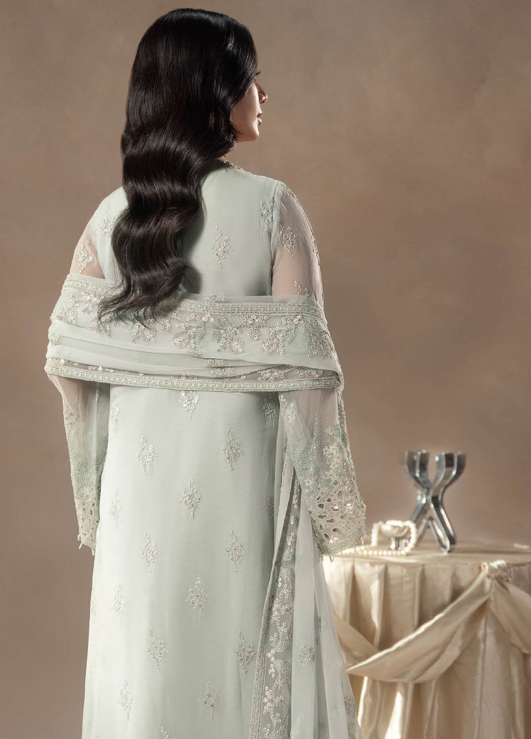 Afsanah by Lavish Premium Unstitched Chiffon Embroidered Suits 3 Piece LV25AC FROSTED SERENITY-03 - Festive Collection