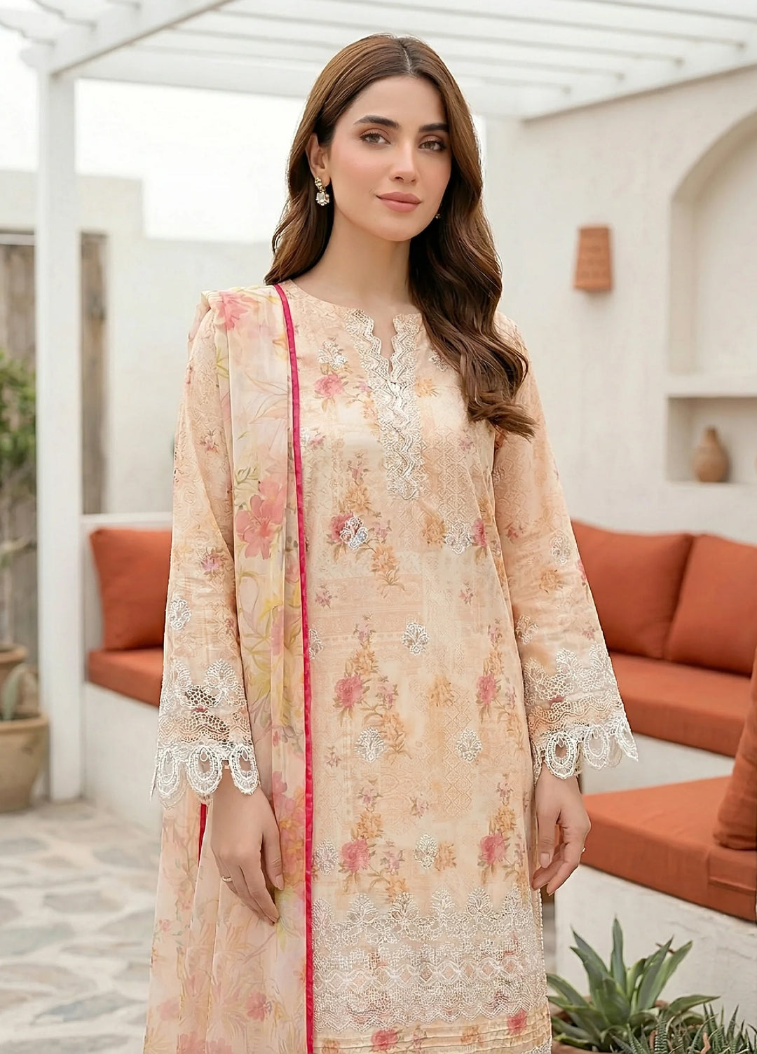 Komal by Lakhany Unstitched Embroidered Lawn 3 Piece Suit LSM26ULK LG-RK-0154 - Summer Collection