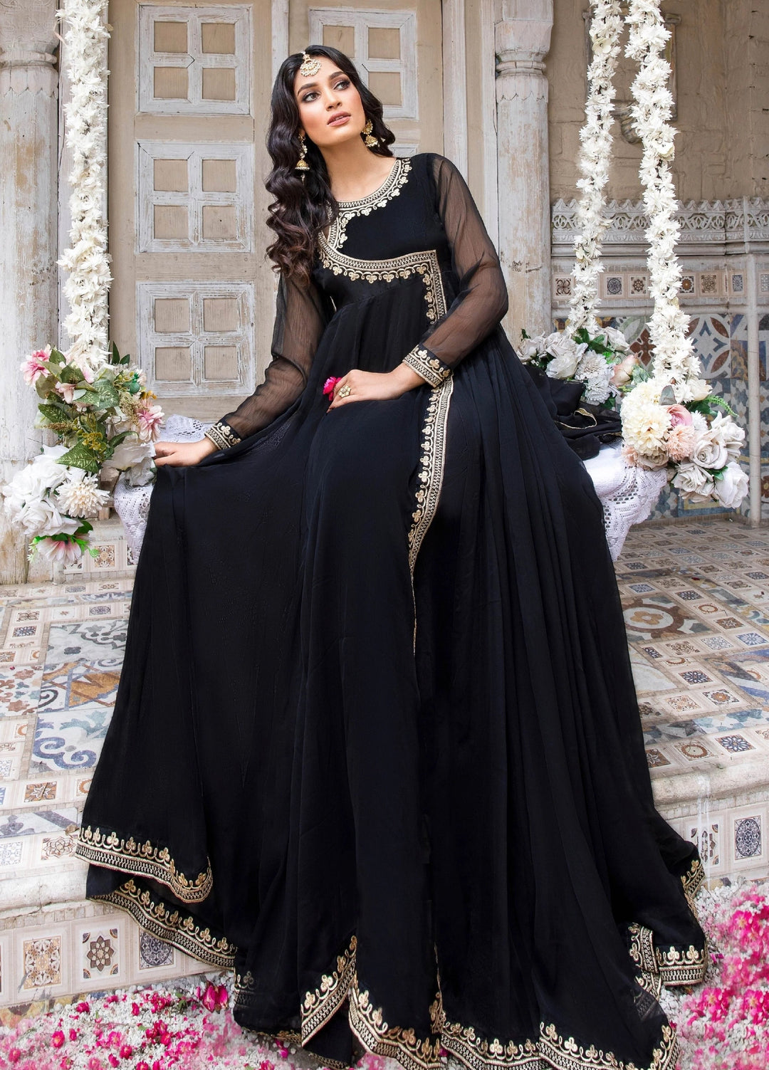 Aura by Haniumaimaz RTW Embroidered Chiffon 2 Piece Suit HUM26RCA KOEL - Festive Collection
