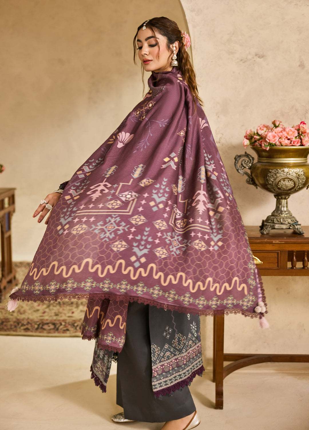 Zync by Florent One Nation Unstitched Khaddar Embroidered Suits 3 Piece FL25ON FL-3A - Winter Collection