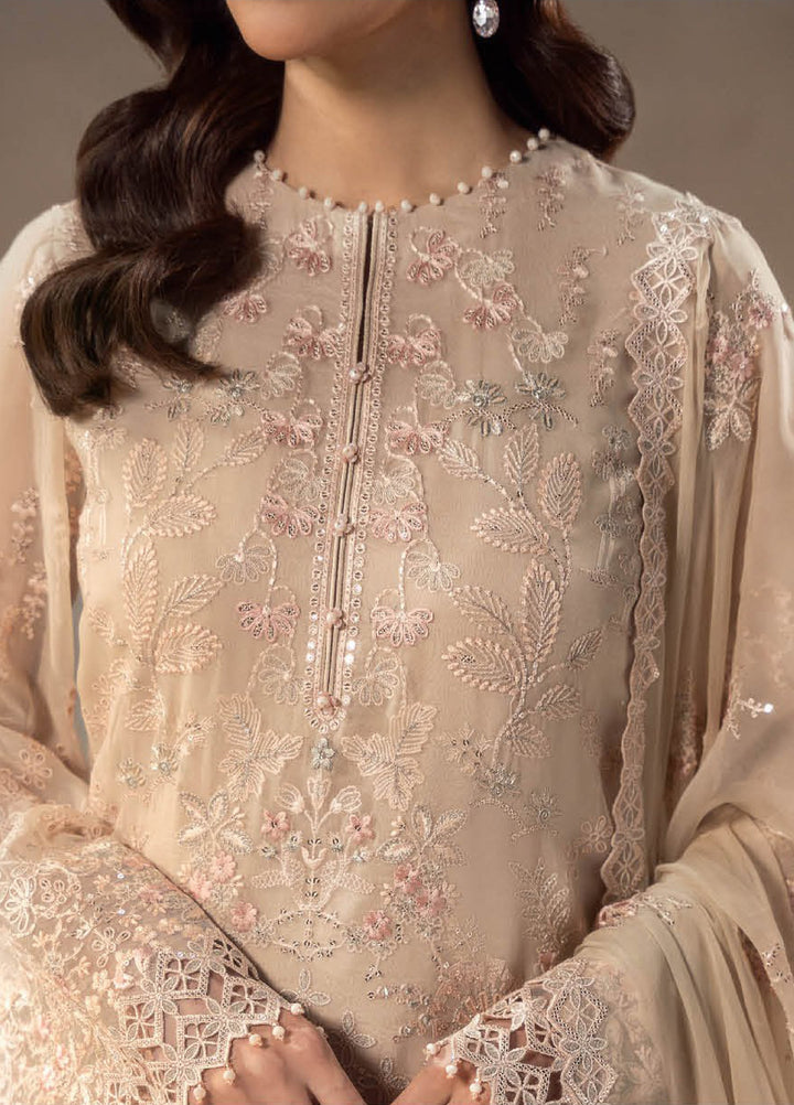 Afsanah by Lavish Premium Unstitched Chiffon Embroidered Suits 3 Piece LV25AC CHAMPAGNE BLOSSOM-02 - Festive Collection