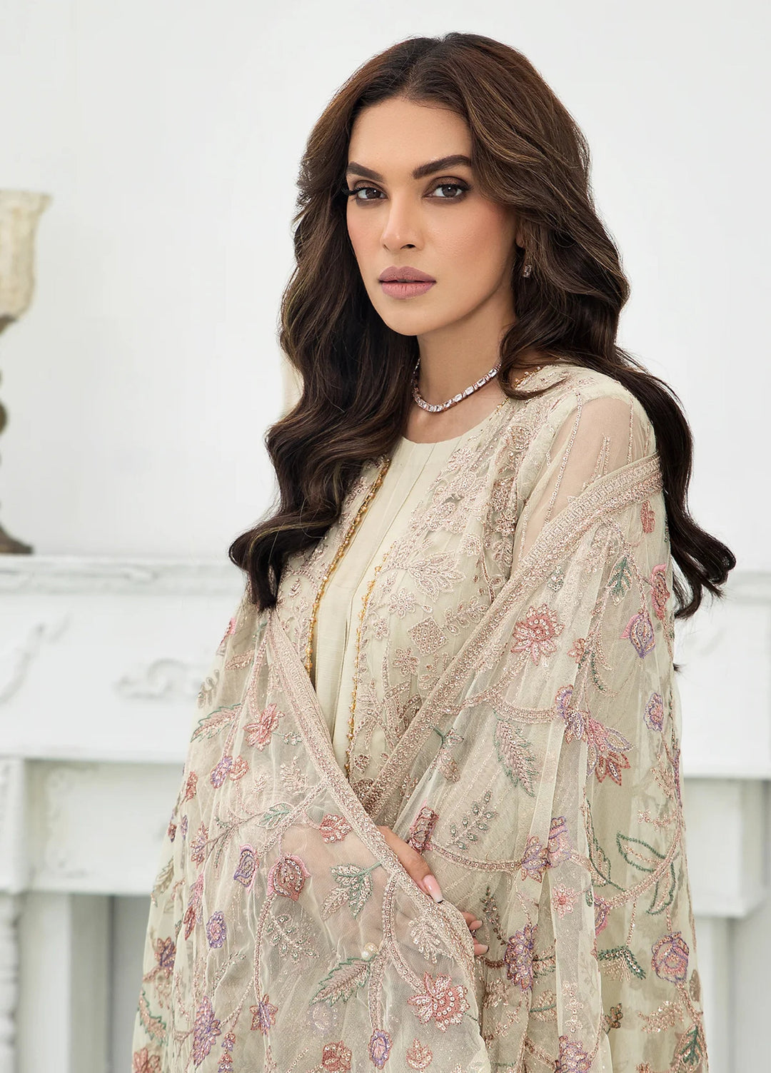 Zarif Unstitched Embroidered Net 3 Piece Suit ZR26UF De Luxury ZDL-02-Flora - Festive Collection