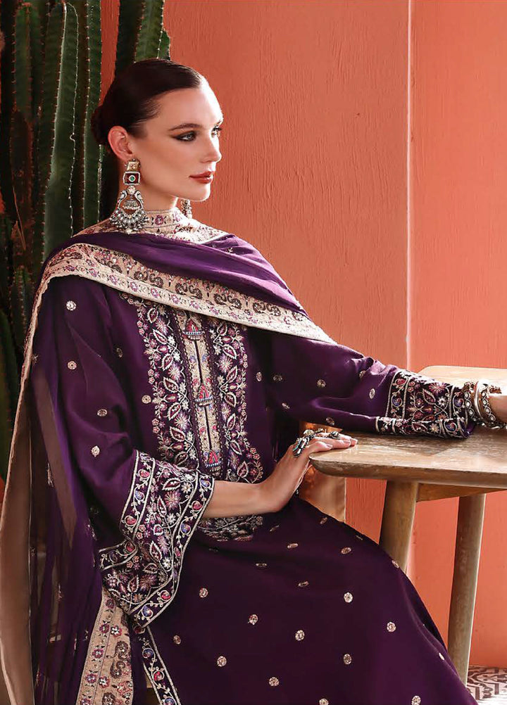 Nuvera Hemline by Mushq Unstitched Raw Silk Embroidered 3 Piece Suit MU26UNH D-10 Minerva - Festive Collection