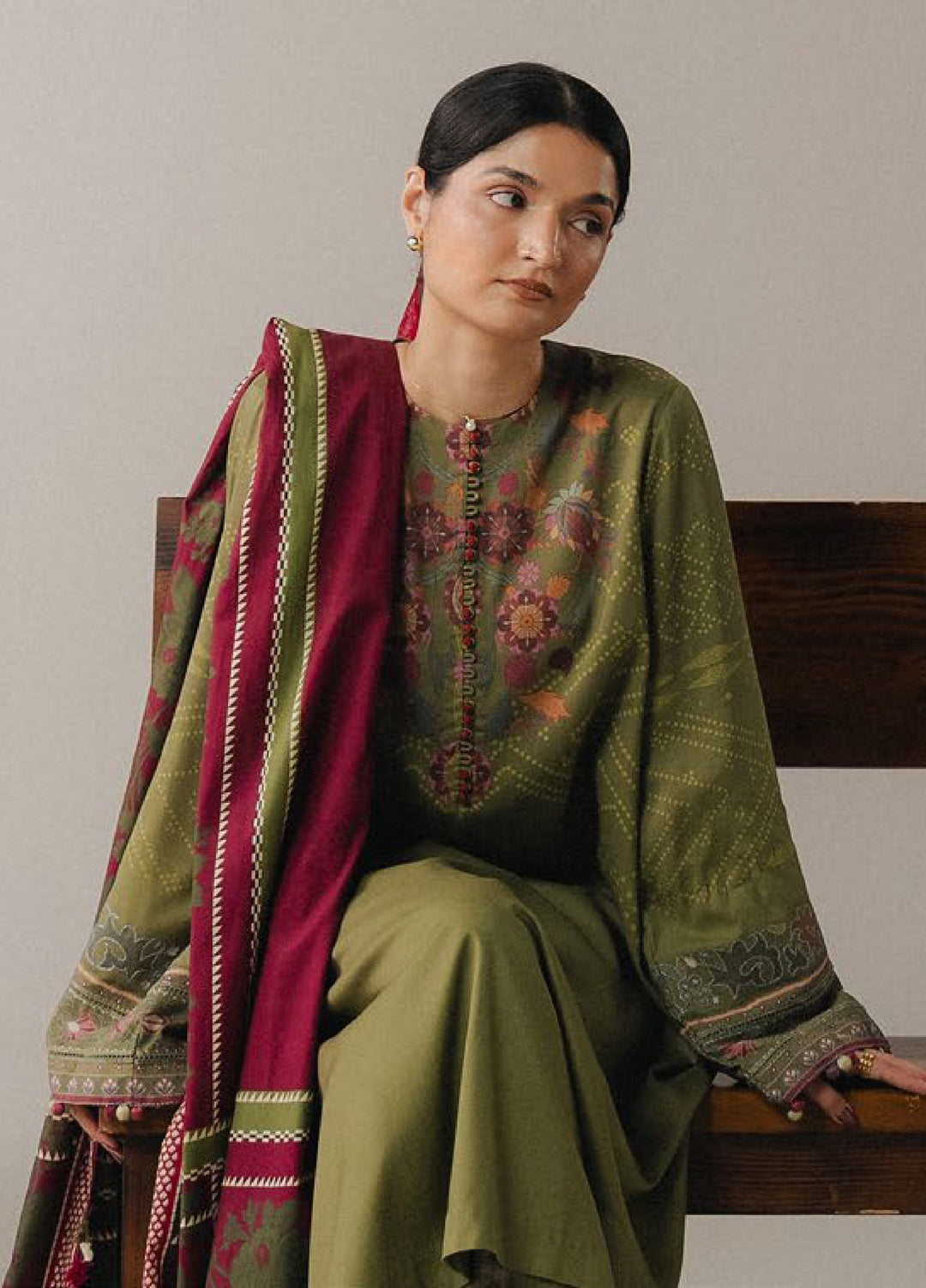 Coco by Zara Shahjahan Prints Unstitched Linen Suits 3 Piece CZS25PW Terracotta Sky D-9A - Winter Collection