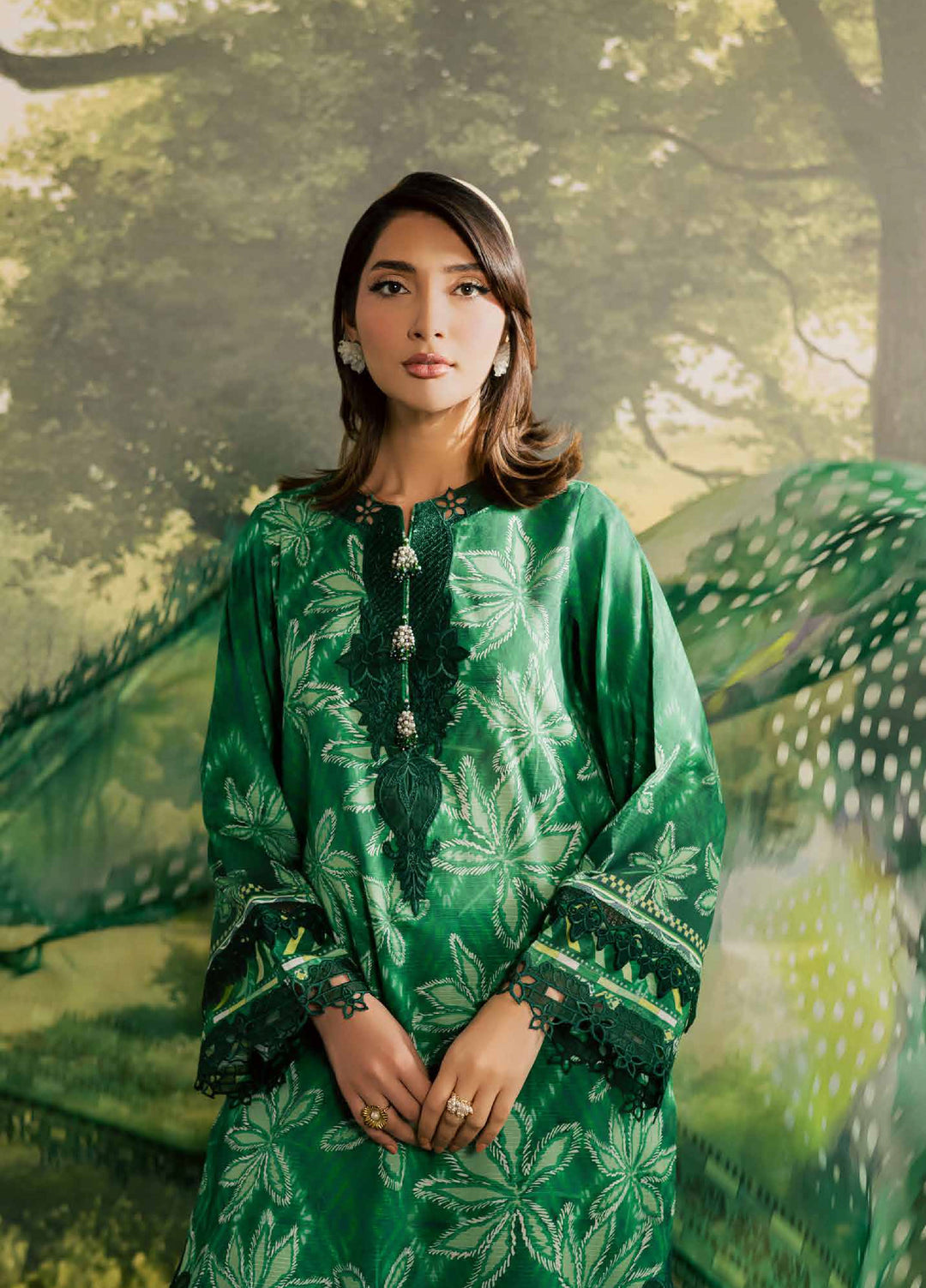 Bloom by Nureh Unstitched Embroidered Doria Lawn 3 Piece Suit NU26ULB BL-17 - Summer Collection