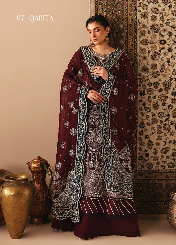 Neorah by Xenia Formals Unstitched Chiffon Embroidered 3 Piece Suit XE26UN D-7 QABITA - Festive Collection