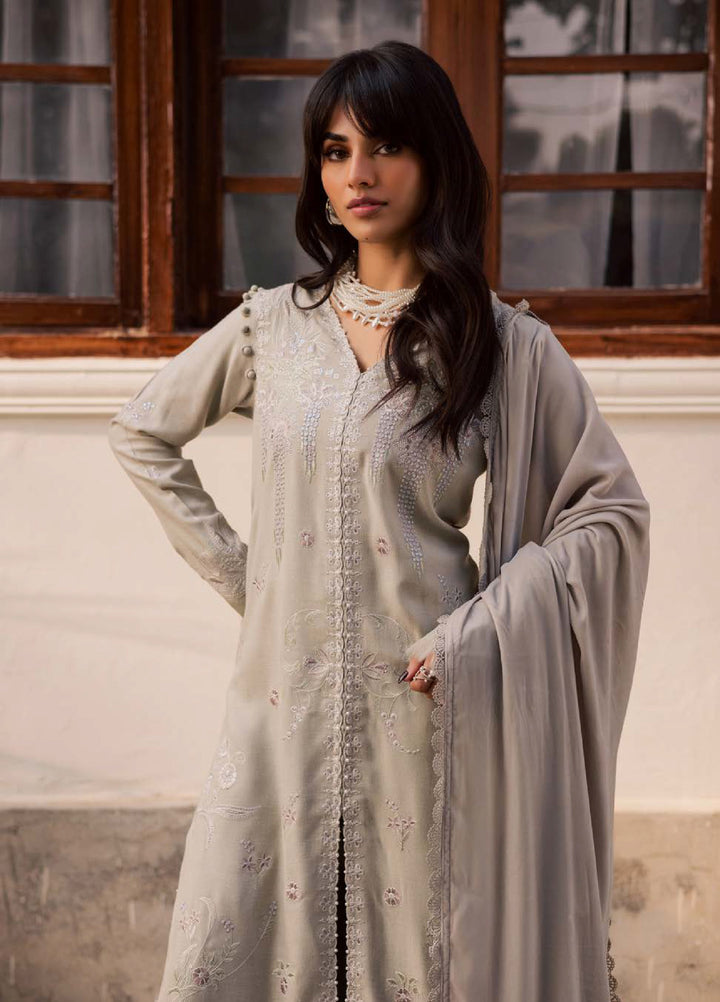 Nureh Exclusive Unstitched Luxury Leather Peach Embroidered Suits 3 Piece NU25EL NE-214 - Winter Collection