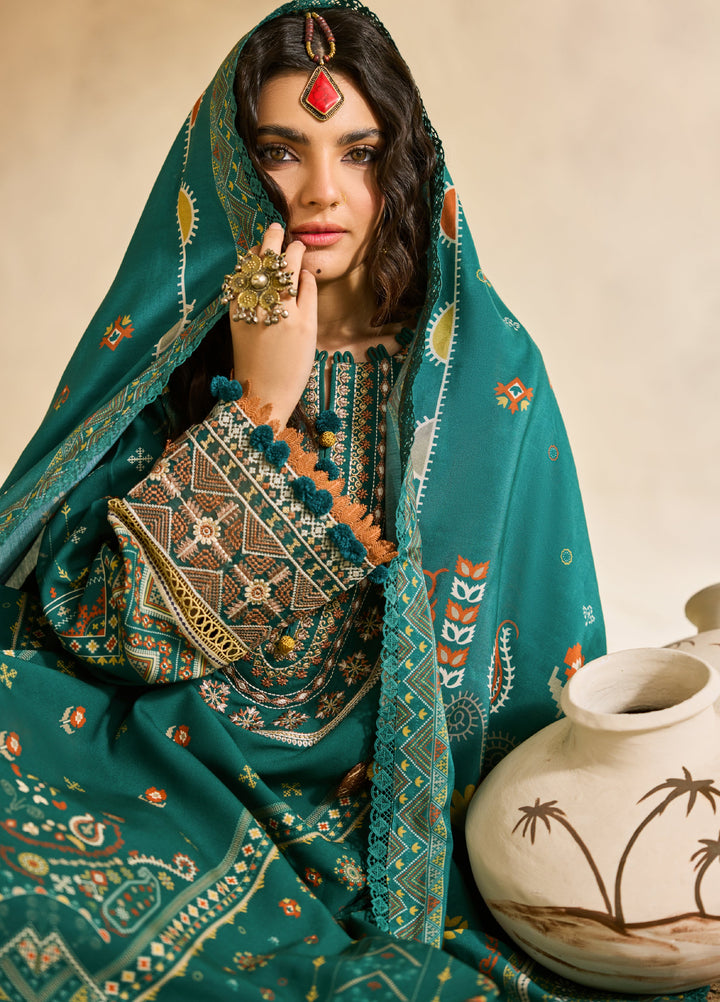 Zync by Florent One Nation Unstitched Khaddar Embroidered Suits 3 Piece FL25ON FL-1B - Winter Collection