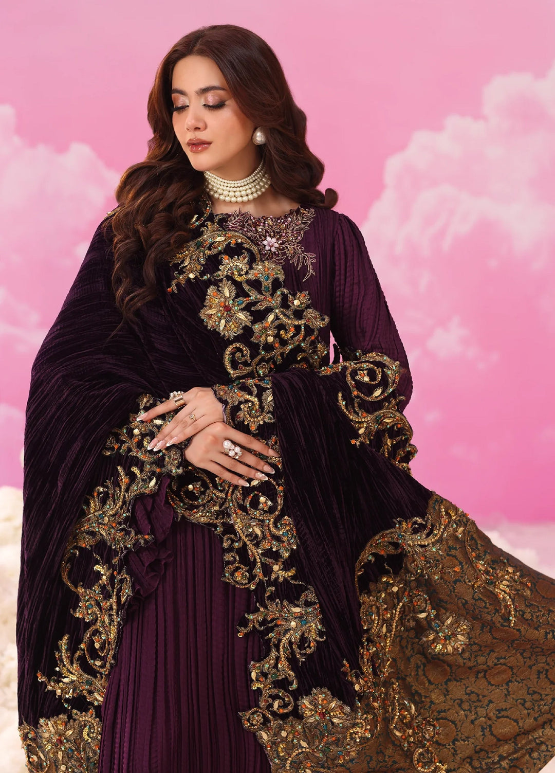 Mount Olypus by Musferah Saad Pret Embroidered Chiffon 2 Piece Amethyst Majesty - Festive Collection