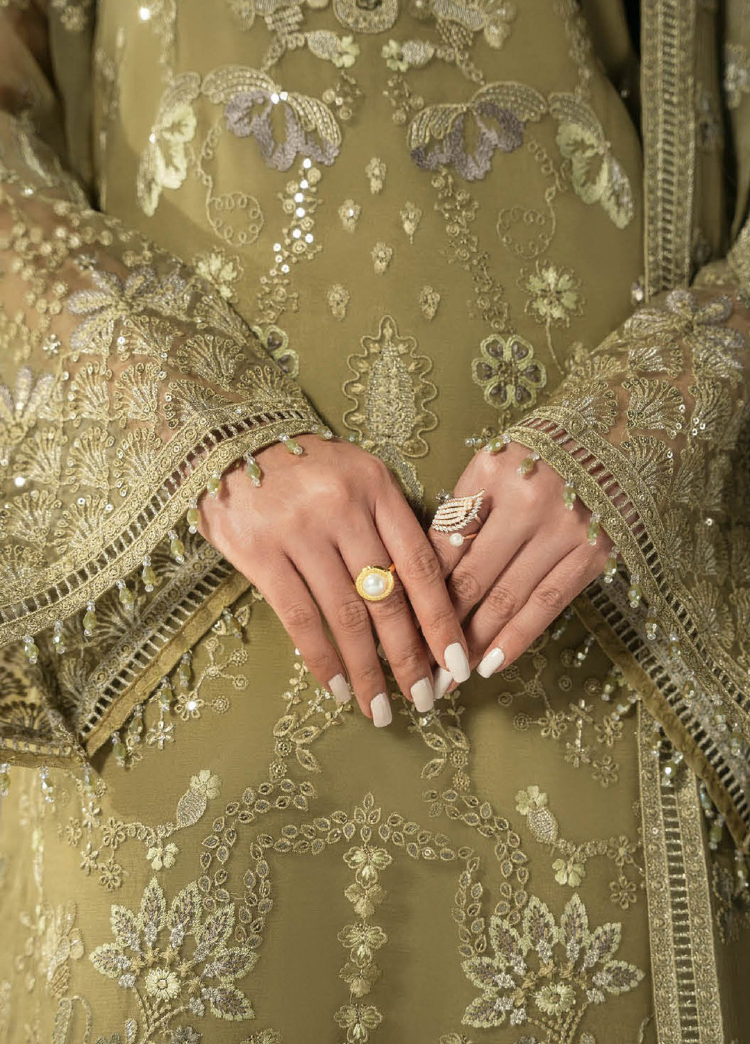 Afsanah by Lavish Premium Unstitched Chiffon Embroidered Suits 3 Piece LV25AC SAGE EMPRESS-05 - Festive Collection