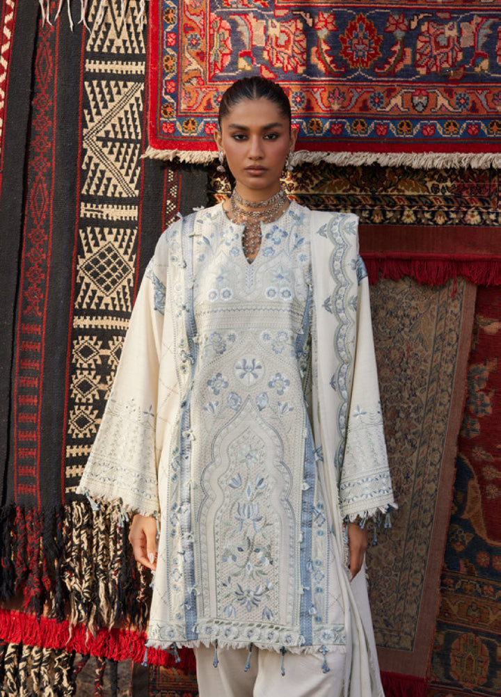 Zaha by Khadija Shah Unstitched Khaddar Embroidered Suits 3 Piece ZL25KW LEILA ZW25-02 - Winter Collection