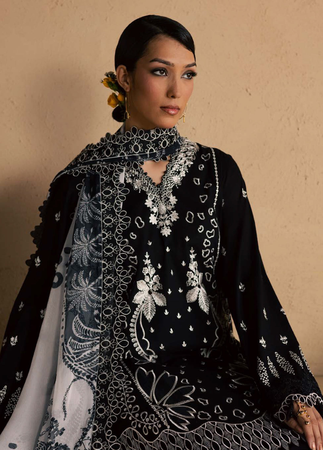 Koyal Monochrome by Nureh Unstitched Embroidered Lawn 3 Piece Suit NU26UKM NE-264 - Casual Collection