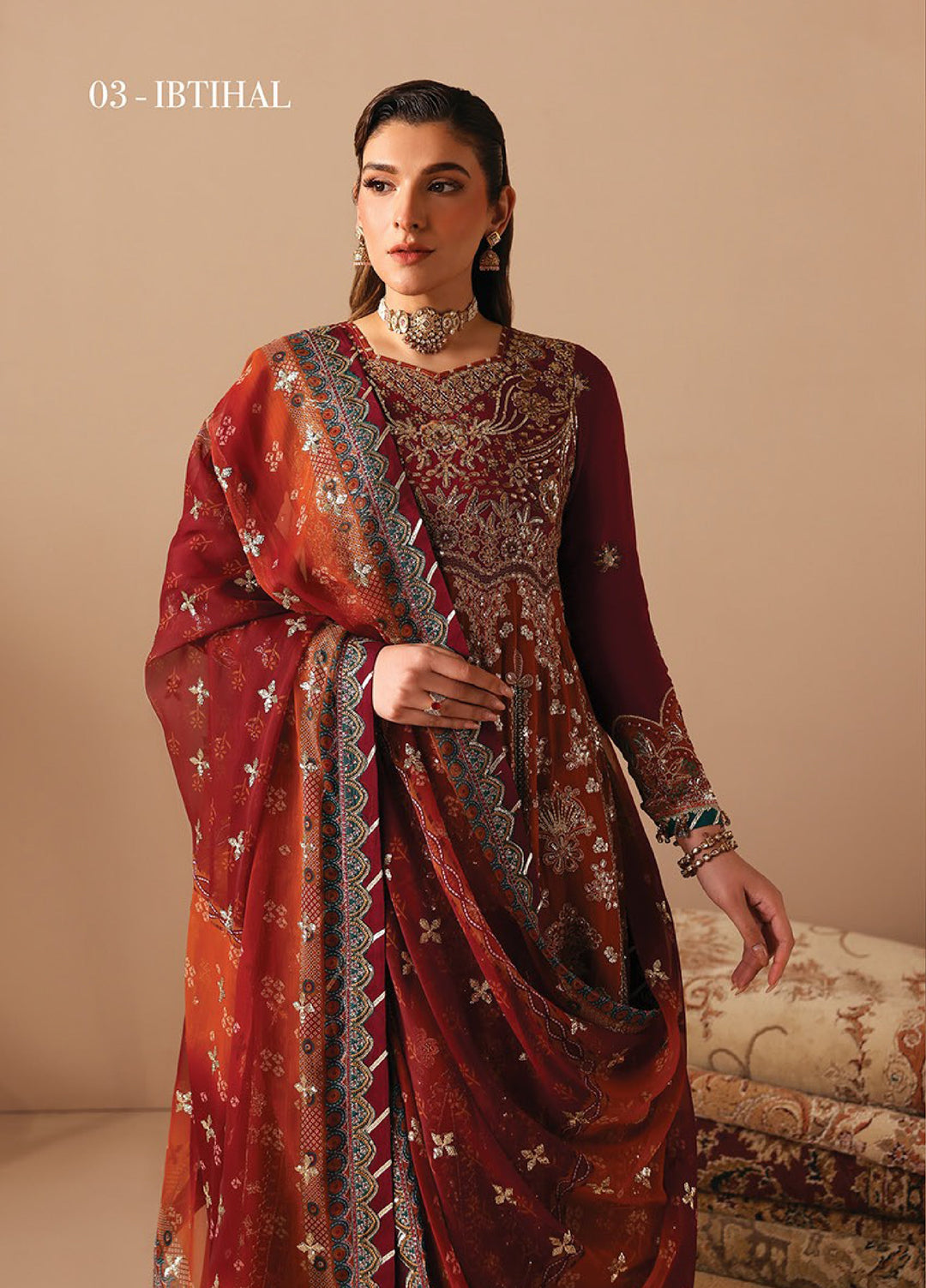 Neorah by Xenia Formals Unstitched Raw Silk Embroidered 3 Piece Suit XE26UN D-3 IBTIHAL - Festive Collection