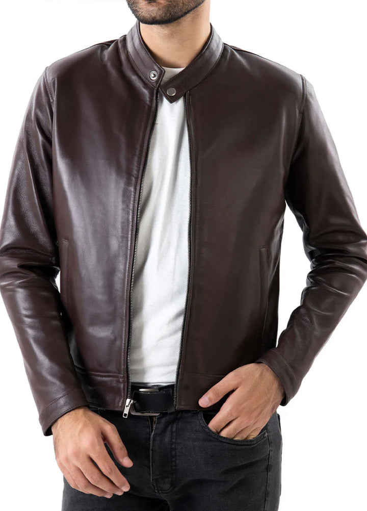 Brown Mens Pure Sheep Leather Jacket