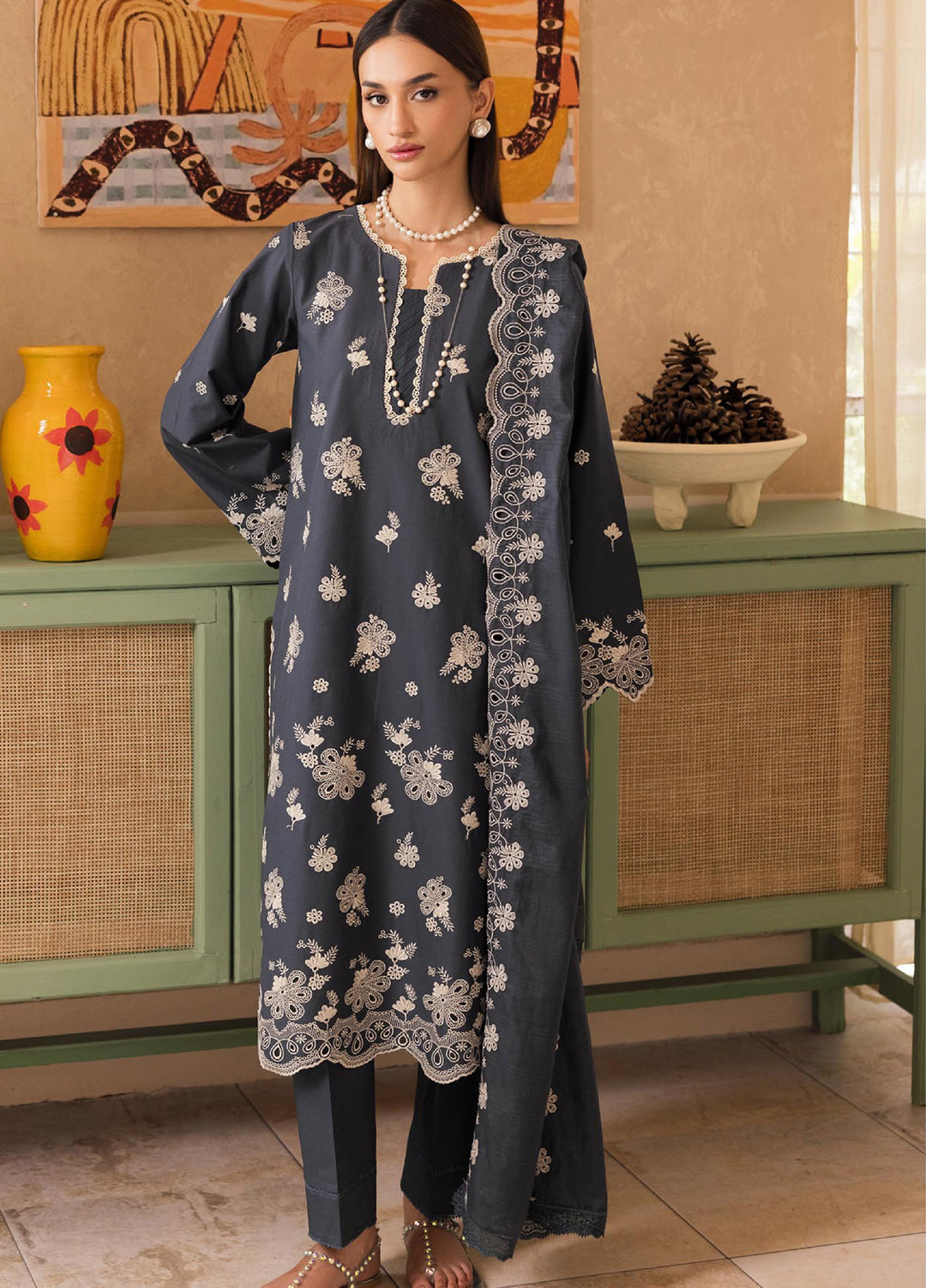 Nissa by Rajbari Unstitched Chikankari Embroidered Lawn 3 Piece Suit RB26UNCL D-1 - Summer Collection