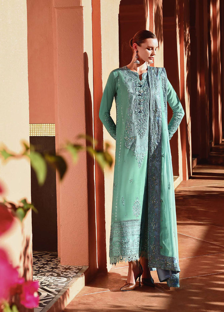 Nuvera Hemline by Mushq Unstitched Raw Silk Embroidered 3 Piece Suit MU26UNH D-5 Sybill - Festive Collection