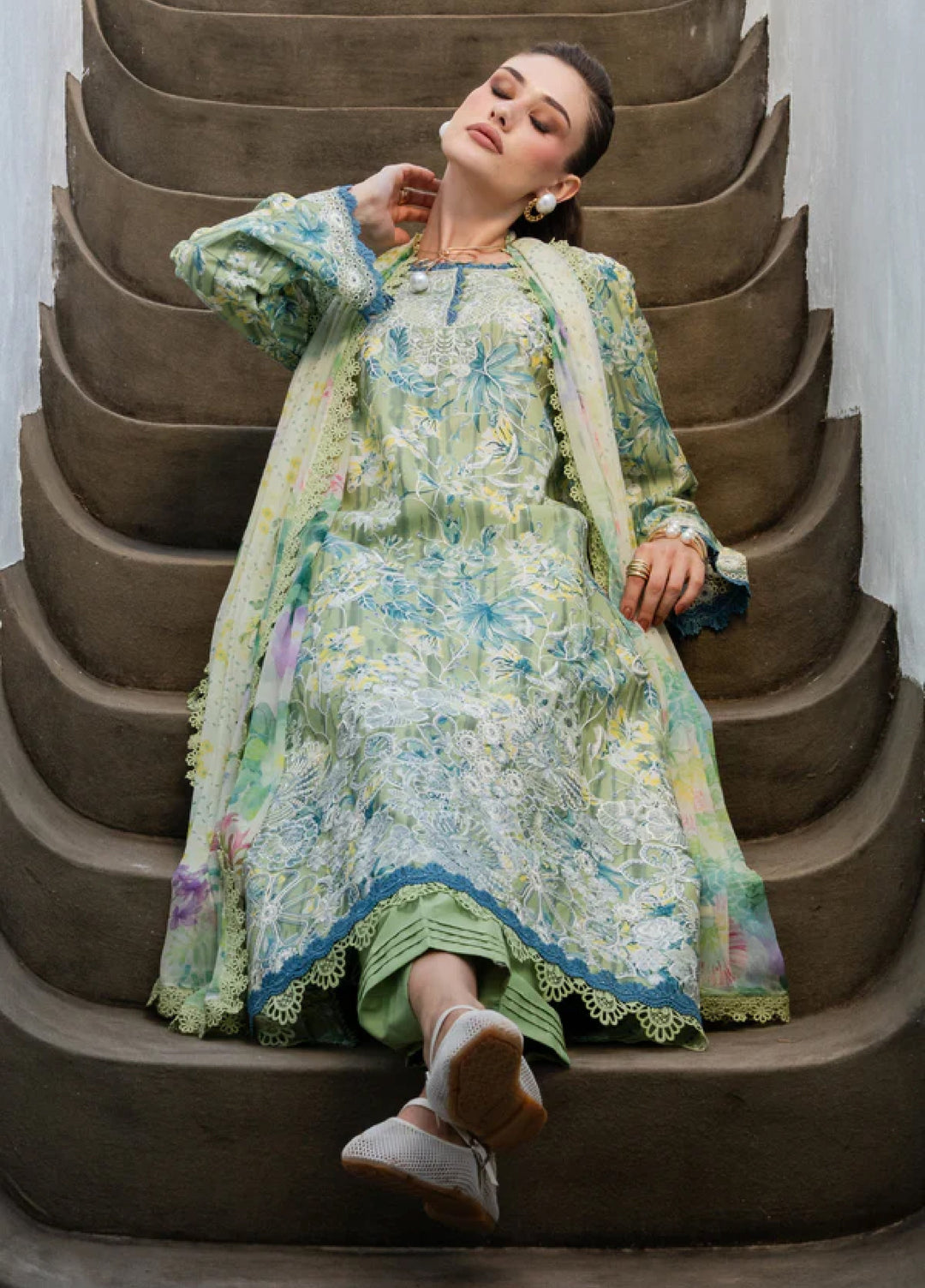 Shezlin Chikankari by Aabyaan Unstitched Embroidered Lawn 3 Piece Suit ABY26USC AZ-12 SOMIYA - Summer Collection