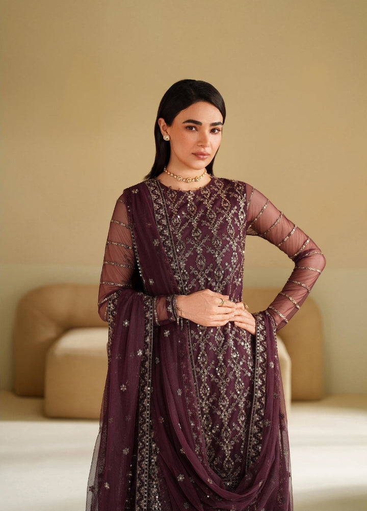 Roohi By Zarif Unstitched Formal Embroidered Net Suits 4 Piece ZR25UF RFE-01 Saneh - Formals Collection