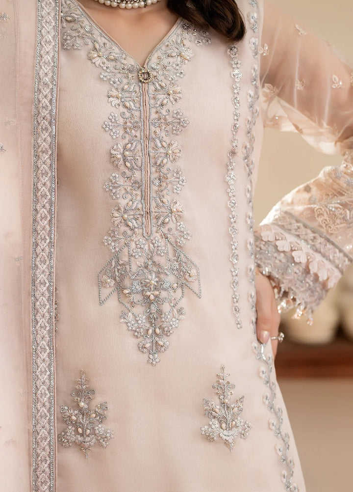 Yashfa Unstitched Hand Work Organza 4 Piece Suit SHANZA - Wedding Collection