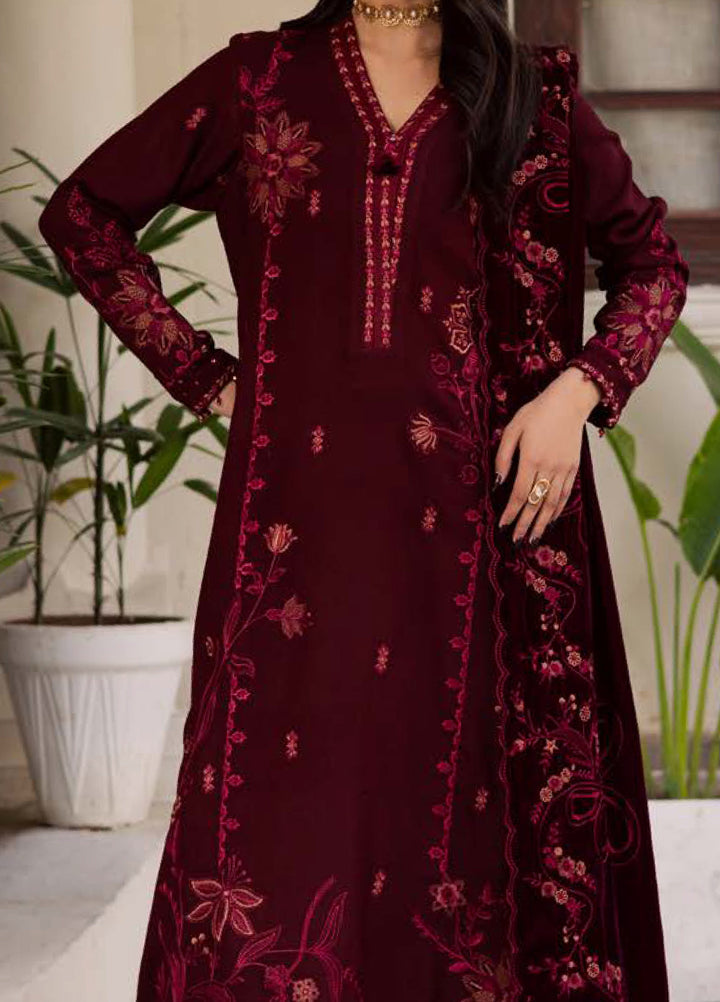 Nureh Exclusive Unstitched Luxury Leather Peach Embroidered Suits 3 Piece NU25EL NE-211 - Winter Collection