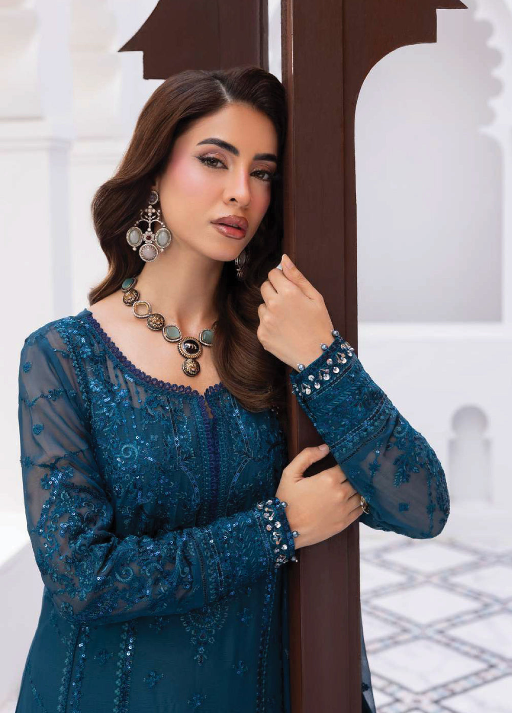 Maeri by Gulaal Unstitched Embroidered Chiffon 4 Piece Suit GL26UMC Mist D-45 - Festive Collection