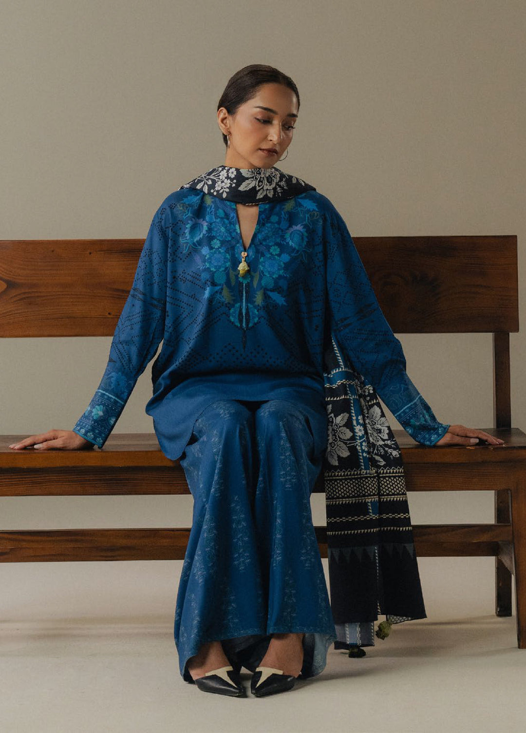 Coco by Zara Shahjahan Prints Unstitched Linen Suits 3 Piece CZS25PW Terracotta Sky D-9B - Winter Collection