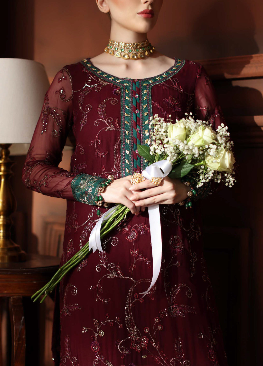 Alfaaz By Nureh Festive Unstitched Chiffon Embroidered 3 Piece Suits NU25AF NL-90 - Festive Collection