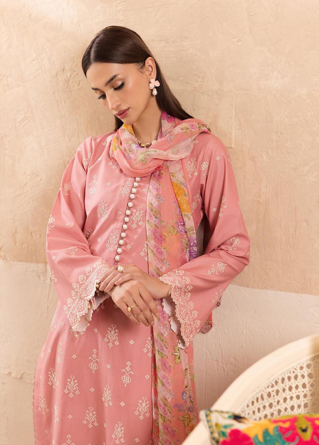 Nissa by Rajbari Unstitched Chikankari Embroidered Lawn 3 Piece Suit RB26UNCL D-6 - Summer Collection