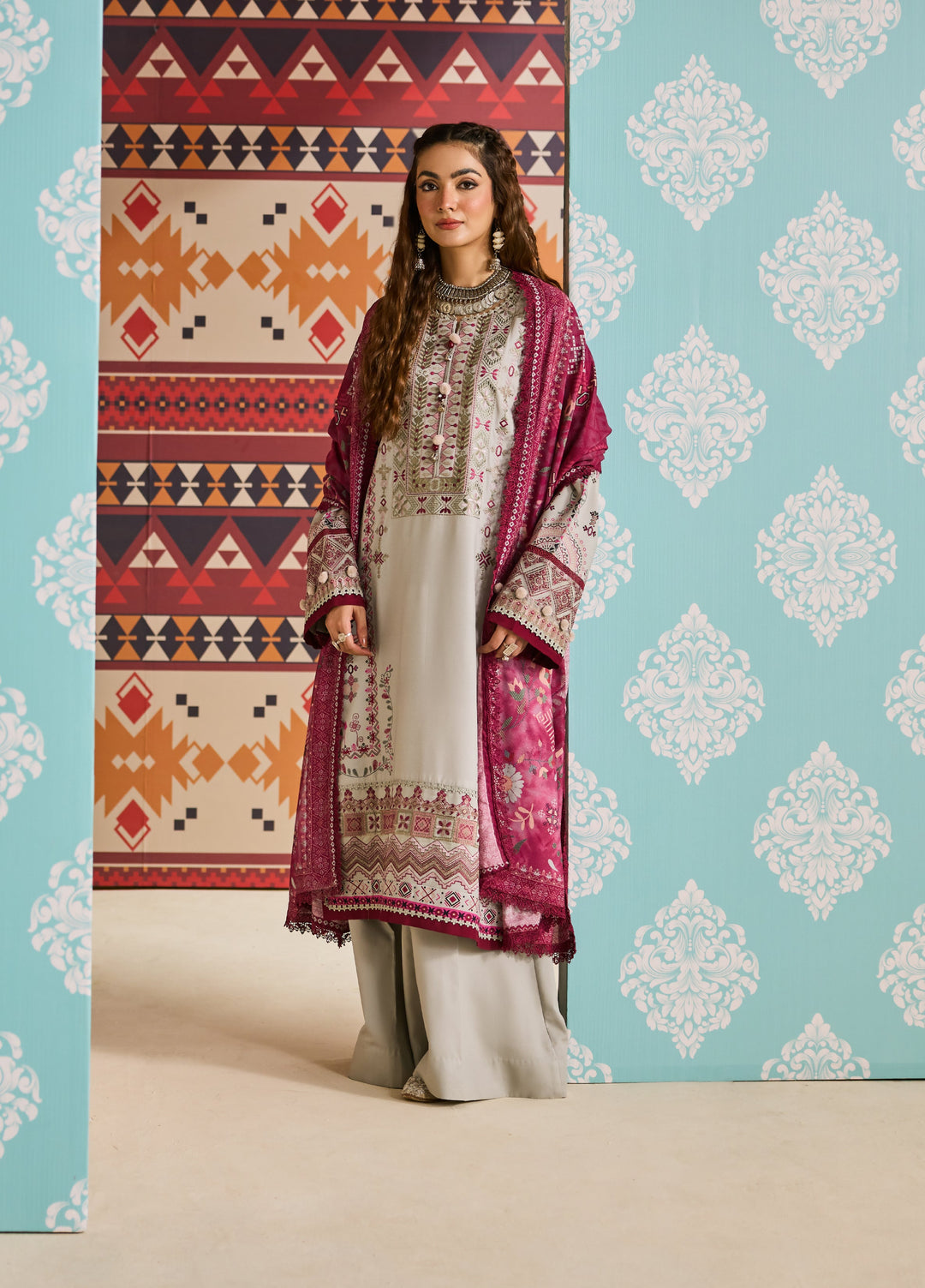 Zync by Florent One Nation Unstitched Khaddar Embroidered Suits 3 Piece FL25ON FL-7A - Winter Collection