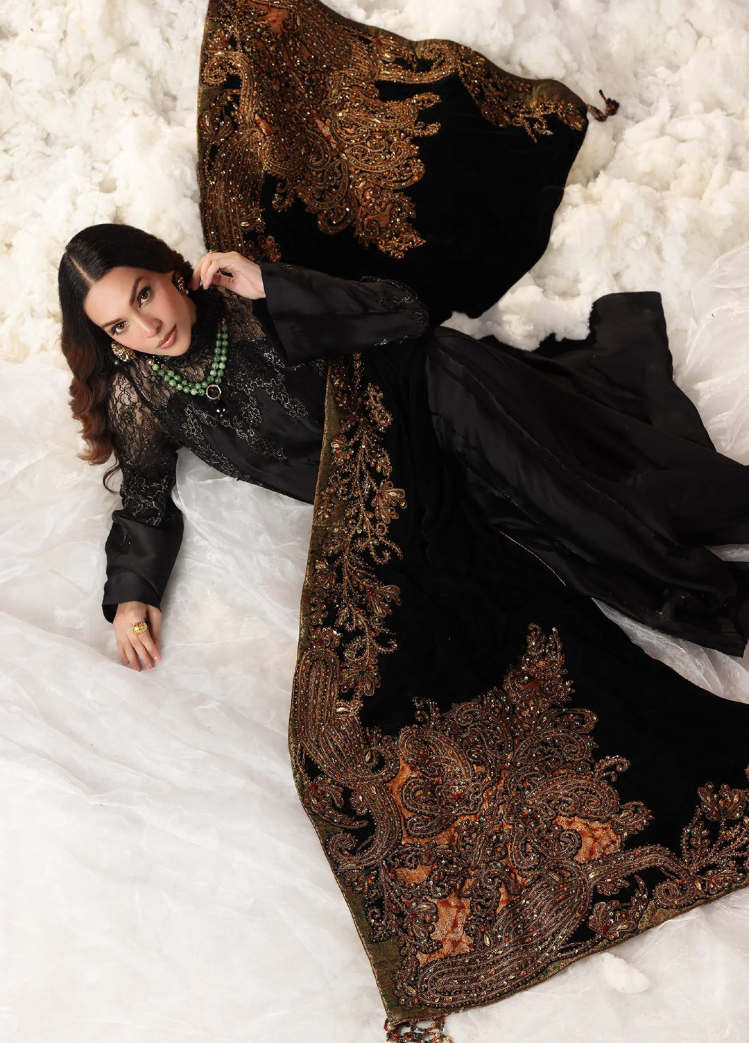 Mount Olypus by Musferah Saad Pret Embroidered Tissue Silk 2 Piece Midnight Eternel - Festive Collection