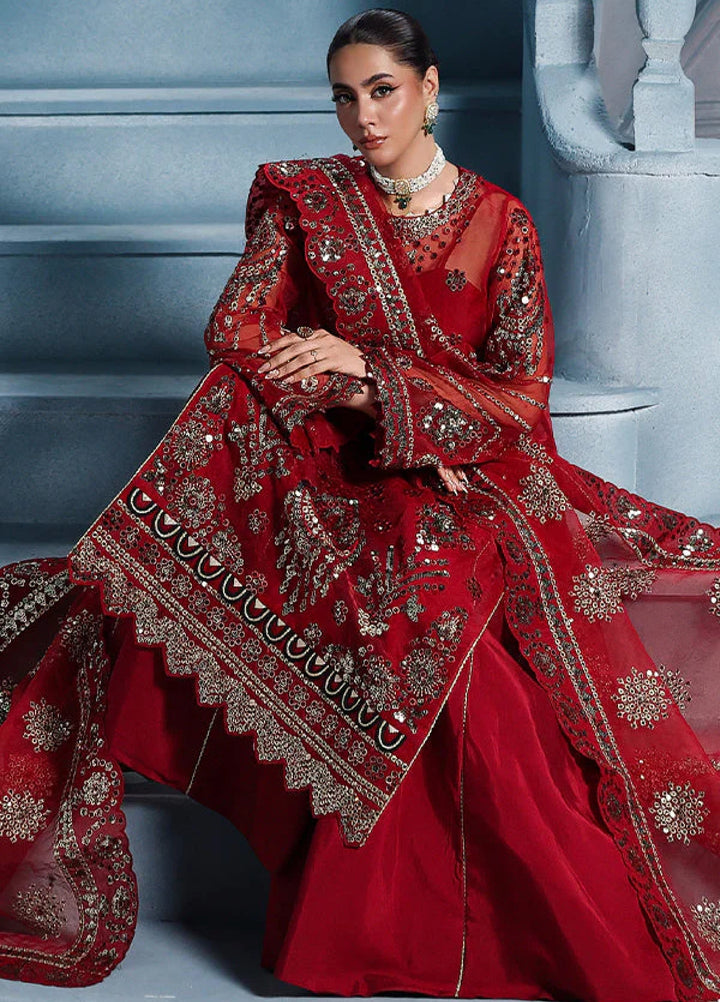 Zynoria by Saffron Unstitched Organza Embroidered Suits 3 Piece SFR25Z Rubellite - Festive Collection