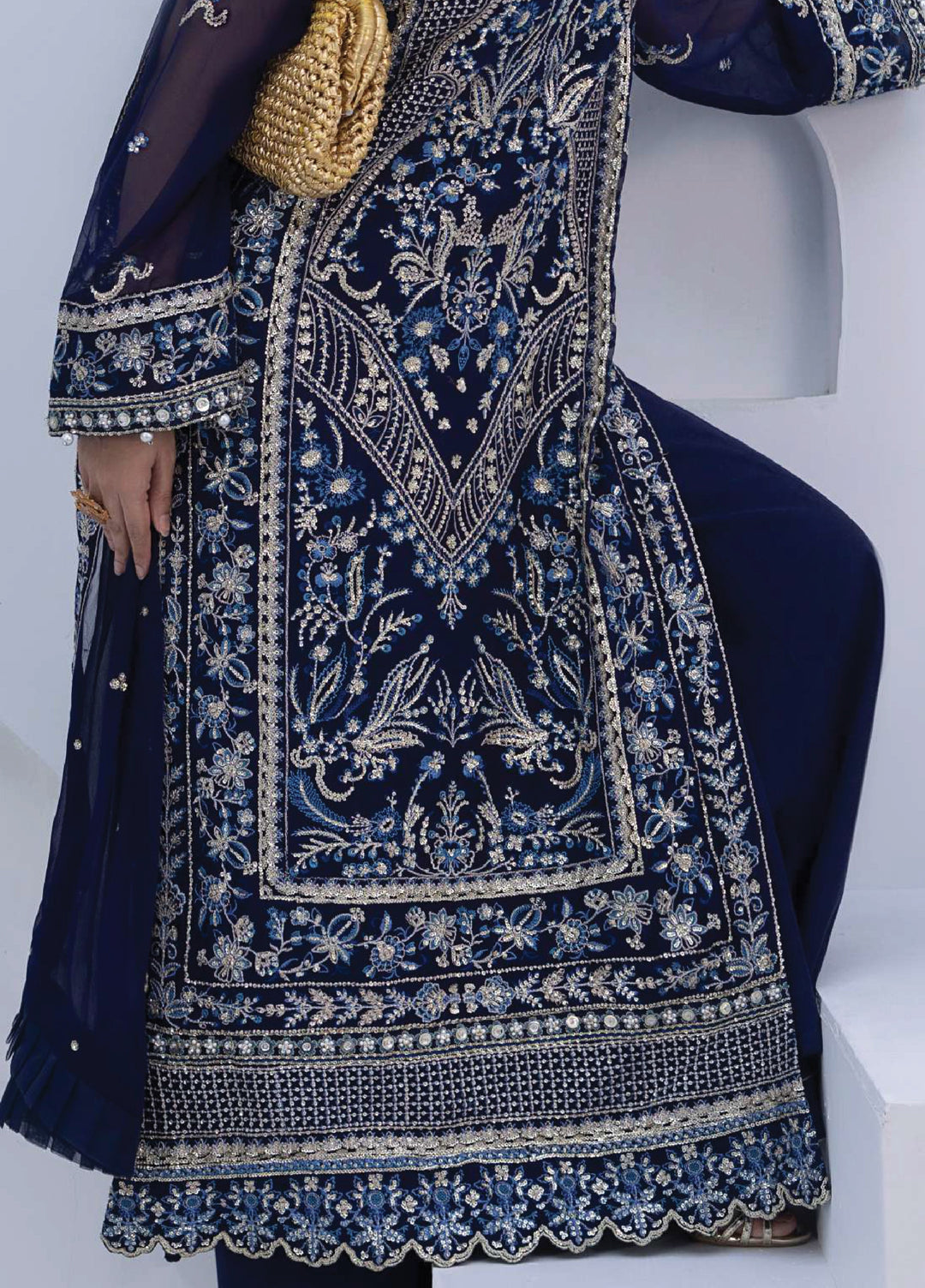Maeri by Gulaal Unstitched Embroidered Chiffon 4 Piece Suit GL26UMC Lueur D-50 - Festive Collection