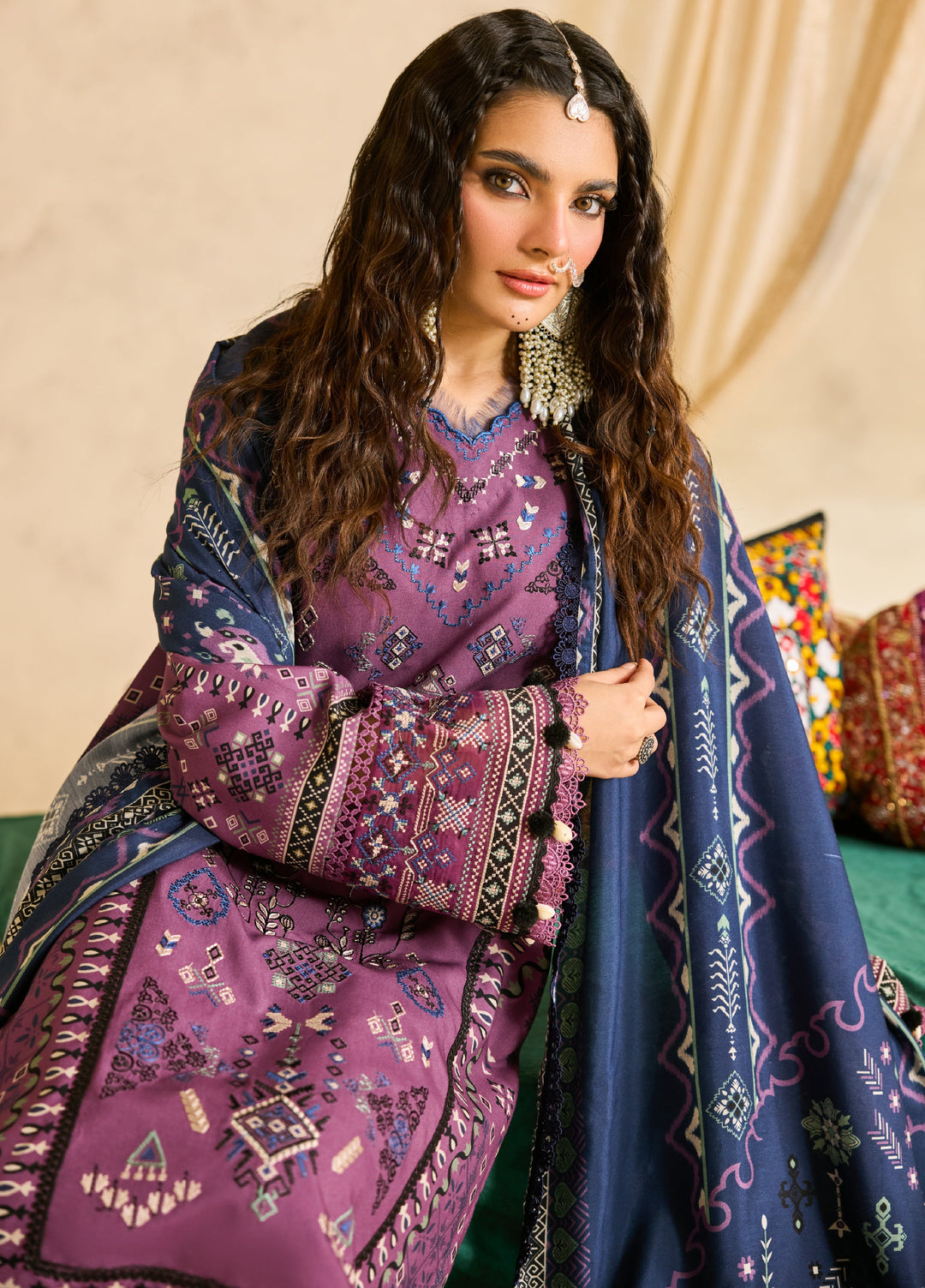 Zync by Florent One Nation Unstitched Khaddar Embroidered Suits 3 Piece FL25ON FL-5B - Winter Collection